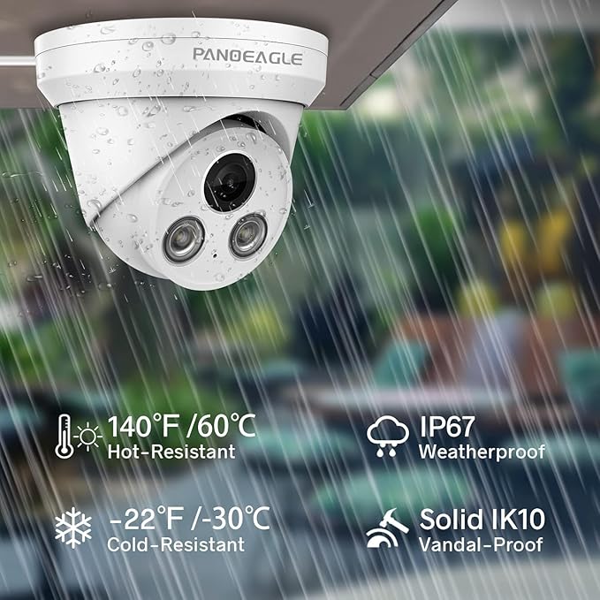 PANOEAGLE 4K PoE IP Security Camera Outdoor, 8MP Turret IP Camera with Human/Vehicle Detection, 2.8mm Lens Wide Angle, Built-in Mic,98ft EXIR Night Vision, IP67 Waterproof,NDAA Complaint,PG2385I