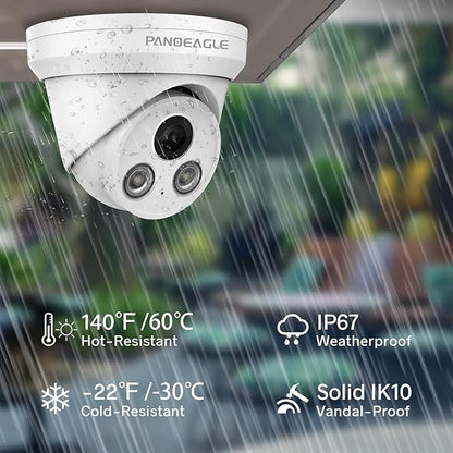 PANOEAGLE 4K PoE IP Security Camera Outdoor, 8MP Turret IP Camera with Human/Vehicle Detection, 2.8mm Lens Wide Angle, Built-in Mic,98ft EXIR Night Vision, IP67 Waterproof,NDAA Complaint,PG2385I