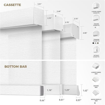 HeyBlinds Motorized Blinds with Remote, Smart Roller Shades with App & Voice Control, Work with Alexa Google HomeKit, Light Filtering Custom Shades for Living Room (Light Chaser-Perla Bianca LF)