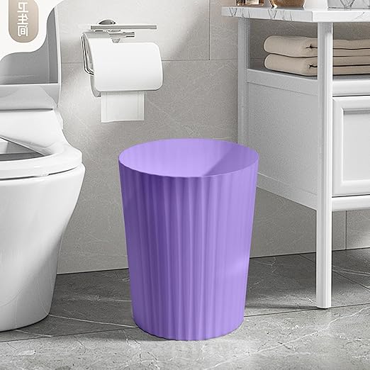 Small Platic 2 Gallon Trash Can - Compact Wastebin for Bathroom, Kitchen, Office, Home Use - Purple