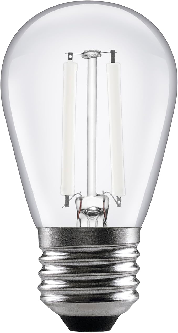 Sylvania S14 Clear LED White Filament Bulb, 2W, Dimmable, 150 LMS, Medium Base, 2700K, Soft White - 4 Pack (42269)