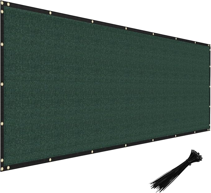 Windscreen4less Privacy Fence Screen Heavy Duty Windscreen Fencing Mesh Fabric Shade Net Cover with Brass Grommtes for Outdoor Wall Garden Yard Pool Deck, 6'x83' Green
