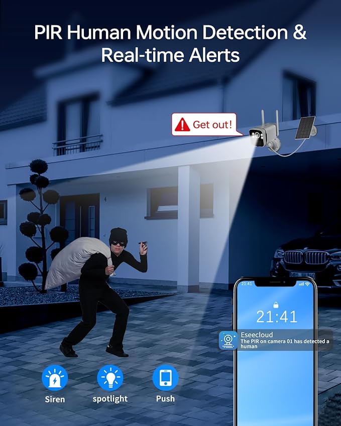 Solar Security Cameras Wireless Outdoor: 2.5K/4MP UHD Battery Solar Powered Home Security Wifi System with 10" LCD Monitor, 10CH NVR Color Night Vision Smart Motion Alert 2-Way Audio 64GB Storage