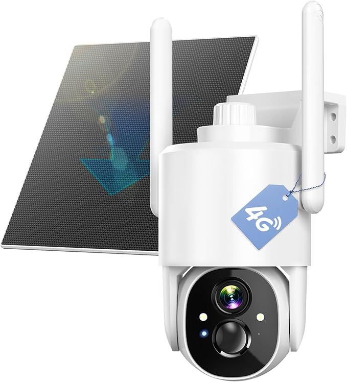 Thybro 4G LTE No WiFi Outdoor Surveillance Camera - Solar Powered, HD 2K, Motion Detection, 360° PTZ, Night Vision, Wireless, DIY Installation for Home, Farm & Business
