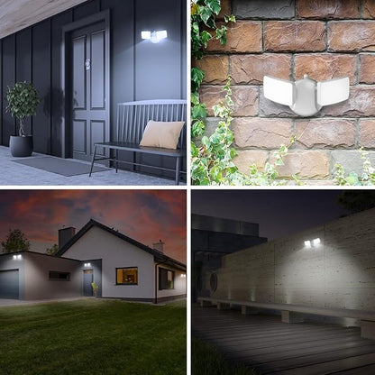 Feit Electric 28W Dusk to Dawn Dual Head Outdoor LED Security Flood Light, 2000 Lumens, 5000K Daylight, Adjustable Heads, Waterproof, Hardwired, 50,000-Hour Lifetime, S9DFL/850/DD/WH