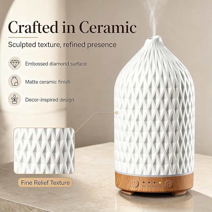 Gooamp 200ML Ceramic Essential Oil Diffuser for Home, Stone Diffuser