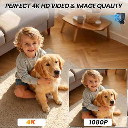 javiscam Hidden Camera 4K HD Wireless Spy Camera with Video, Mini Indoor Cameras for Home Security, AI Motion Detection, Night Vision, Built-in Siren, 60-Day Battery Life, Nanny cam, pet Camera