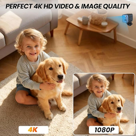 javiscam Hidden Camera 4K HD Wireless Spy Camera with Video, Mini Indoor Cameras for Home Security, AI Motion Detection, Night Vision, Built-in Siren, 60-Day Battery Life, Nanny cam, pet Camera