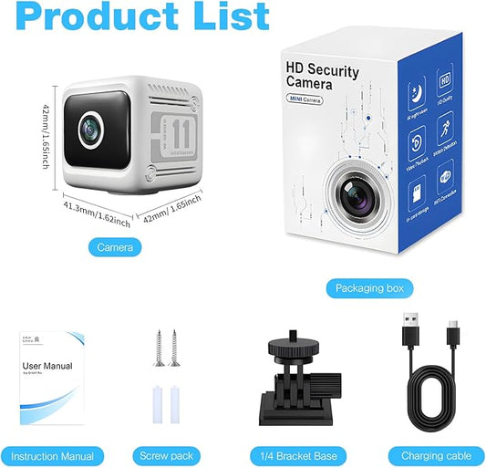 Spy Camera Hidden Camera, 4K Mini Cameras with Motion Detection, for Nanny Cam Wireless Surveillance for Indoor Home and Office White