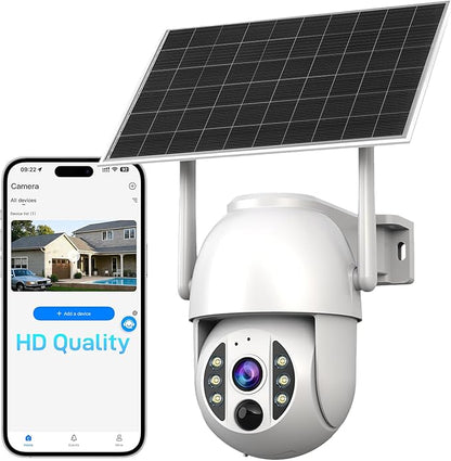 4G LTE 3K Security Cameras, Wireless Solar Powered Security Camera Outdoor, IP66, HD Color Night Vision, AI Triple Detection, 360° Auto Tracking, Smart Cameras for Home Securitym, No WiFi Required