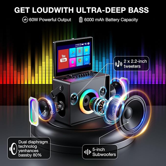 Smart Karaoke Machine with Lyrics Display, Built-in 14.0" Touch Screen