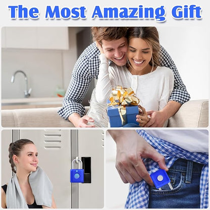 Pothunder Fingerprint Padlock, Smart Padlock, Locker Lock, Fingerprint Lock with APP Unlock, USB Rechargeable, Suitable for Gym Locker, Locker(Sapphire Blue)