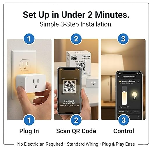 LAMP-ZW2 Z-Wave 800 Long Range Plugin Dimmer – 1,300 ft Range, SmartStart, S2 Security, 200W – Works with SmartThings, Hubitat, Home Assistant (Z-Wave HUB Required)