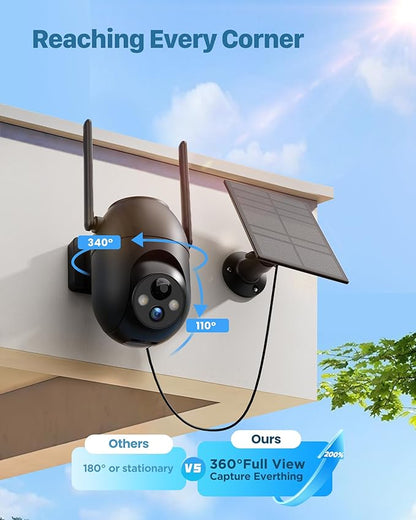 SIIOOE Security Cameras Wireless Outdoor Solar: 2K WiFi Camera for Home Security System - Battery Powered Cam IP66 Waterproof Motion Sensor - Camaras de Seguridad para Casa Inalambricas