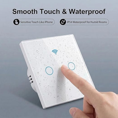 Smart Touch Light Switch 3 Gang, T34 Tri-Mode WiFi BT 433MHz, Tuya App Control, Compatible with Alexa & Google Assistant, No Hub, 10A, Triple Gang Wall Switch for Home (White)