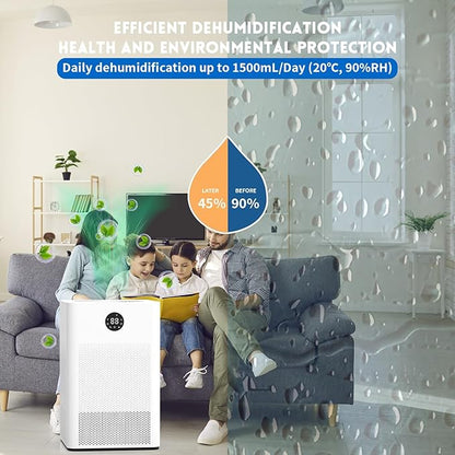 HD022 Rotary Dehumidifier for Bedroom Ultra Quiet Small Portable Air Purifier with Dehumidifiers for Basement Home Bathroom RV Dehumidifiers with Washable Filter Humidity Display Timer Mode