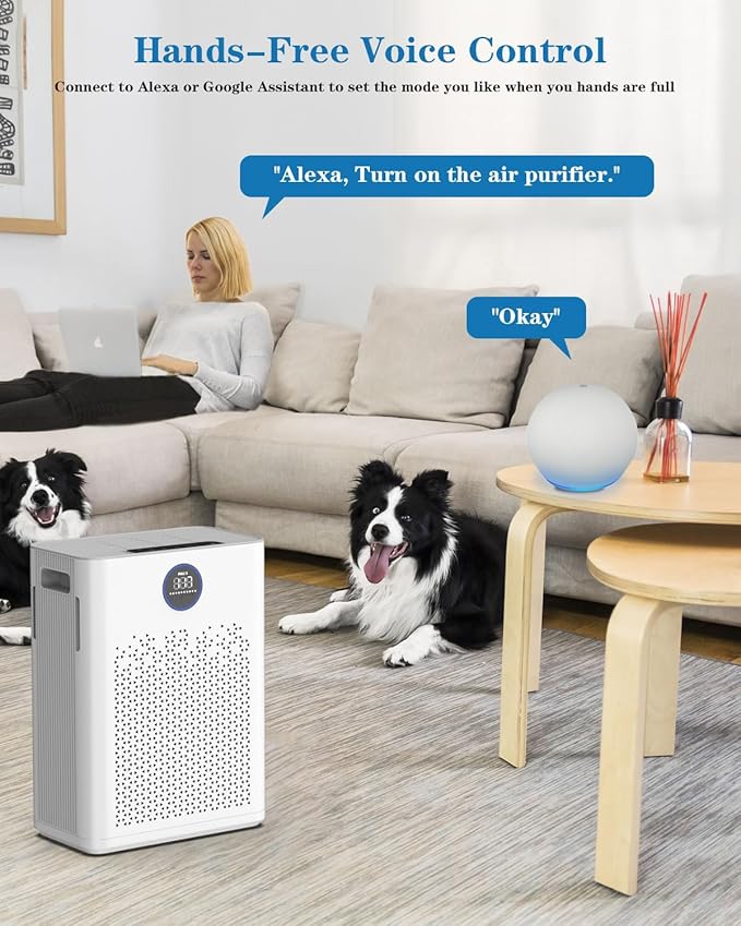 Air Purifiers for Home Large Room up to 2800ft², Smart Wifi Air Purifier with PM2.5 Sensor, HEPA H14 Washable Filter Sleep Mode 22dB with Timer, Air Cleaner for Dust Odors Pollen Dander (White-WIFI)