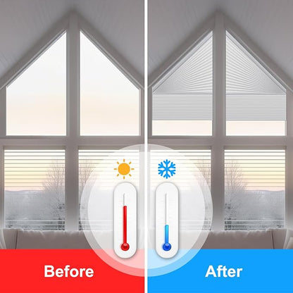 Godark Smart Angled Customized Blackout Honeycomb Blinds Suitable for Trapezoidal/Triangular/Polygonal Windows Motorized Cellular Shades Compatible with Alexa/Google Home/Tuya APP-White