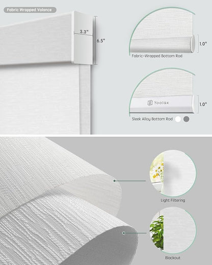 Yoolax Smart Dual Roller Shades, Motorized Blinds with Remote Smart Blinds Compatible with Alexa, Automatic Dual Shades for Windows Bedroom Living Room (Jacquard White)