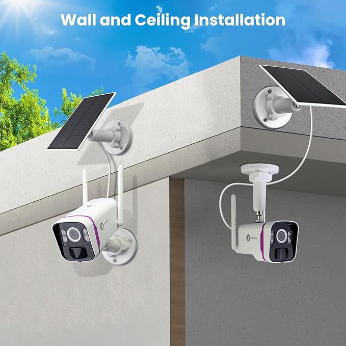 xmartO 2Pack Wireless Solar Outdoor Security Camera, 4MP 2K QHD WiFi6 Camera, All Weather 9000mAh Battery, IR&Color Night Vision, PIR Detection, 2-Way Audio, No Monthly Fees, Works NVR