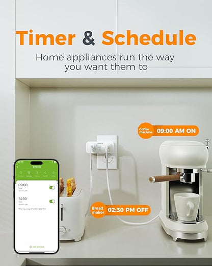 TESSAN 2 Pack Smart Plug, WiFi Smart Outlet with Dual Sockets, Compatible with Alexa and Google Home, Remote Control Outlet with Timer Function, Voice Control, Surge Protection, 2.4GHz WiFi Only