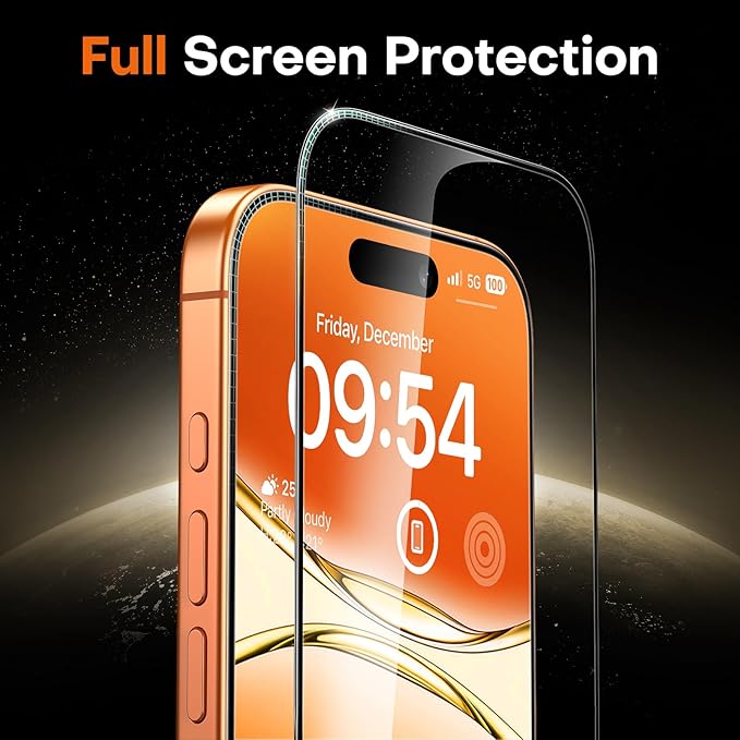 TOCOL for iPhone 17 Pro Screen Protector/iPhone 16 Pro Sceen Protector 6.3 Inch 9H Hardness Military Grade Shatterproof HD Tempered Glass for Full Coverage Protection 2 Pack