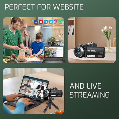 4K Camcorder Video Camera Ultra HD 80MP IR Night Vision Vlogging Camera for YouTube,18X Digital Zoom Camcorder 3.0" 270° Rotation IPS Screen Video Recorder with 32GB SD Card, Lens Cap and 2 Batteries