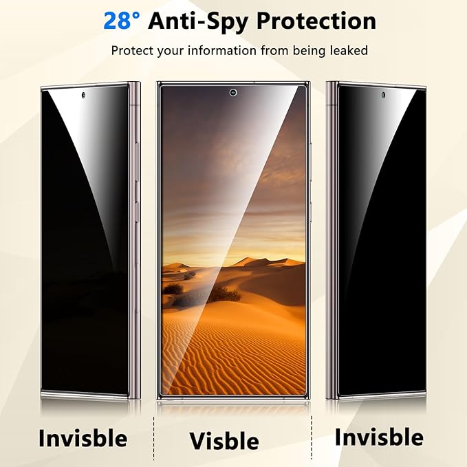 Fotbor for Samsung Galaxy S24 Ultra 28° Privacy Screen Protector with [3s Installation Frame], Case Friendly 9H+ Tempered Glass 2Pack