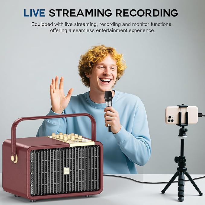 SUPNIU 320W Peak Power Karaoke Machine with Rich Deep Bass for Adults Portable Bluetooth Singing PA Speaker System Bass/Treble Adjustment with 2 UHF Wireless Microphones for Home Party Wedding Outdoor