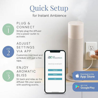 Air Esscentials AE800 Tower Smart Scent Air Machine, Waterless Aroma Diffuser with Bluetooth App Control, Ambient Light, Programmable Scent Settings, Covers Up to 800 Sq. Ft.