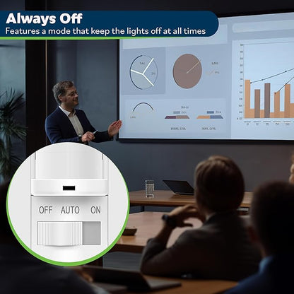 TOPGREENER in-Wall PIR Motion Sensor Light Switch, Motion Sensor Switch, Occupancy Sensor Switch, On/Off Override, 4A, 500W, Single Pole, 𝐍𝐞𝐞𝐝 𝐍𝐞𝐮𝐭𝐫𝐚𝐥 𝐖𝐢𝐫𝐞, TSOS5, White, 4 Pack