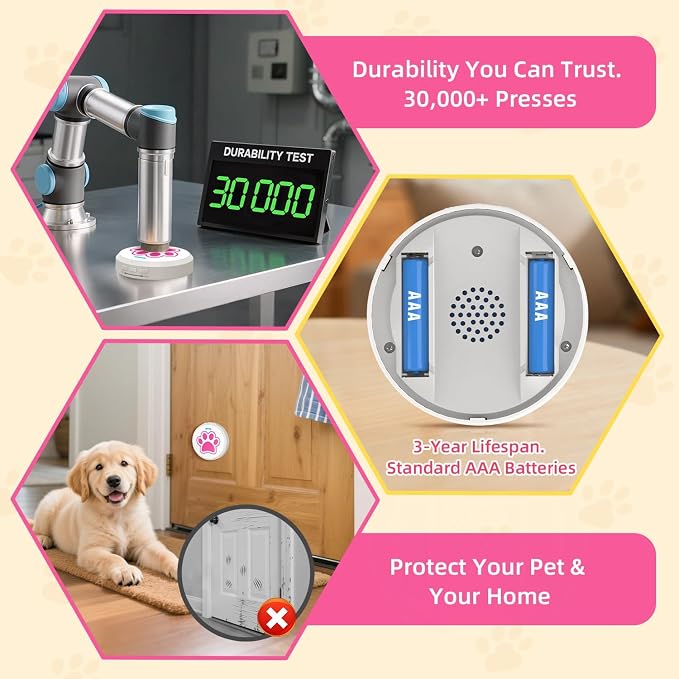 ChunHee Dog Bells to Go Outside – Bell for Dogs to Ring to Go Potty | Dog Door Bell with 5 Adjustable Volume & 36 Ringtones | Chew-Proof Dog Potty Bell | Bells for Dog Training to Go Outside