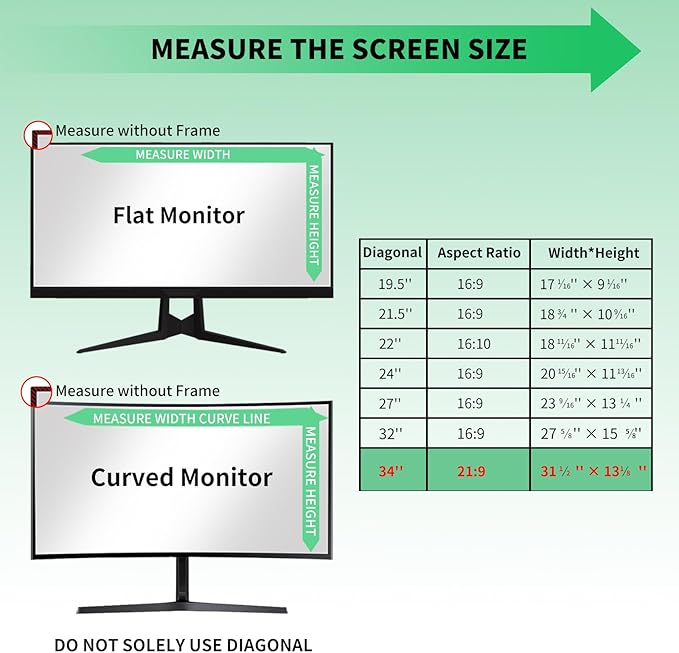 2 Pack- 34 Inch Curved Computer Privacy Screen Filter for 21:9 Widescreen Computer Monitor Screen Protector Computer Screen Privacy Shield Anti Glare