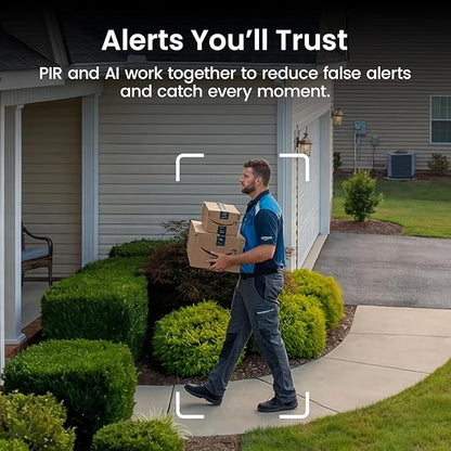 aosu Wireless Indoor/Outdoor Security Camera Kit with aosuBase Local Storage, 2K with 6X Zoom, 4-View Live, Cross-Camera Person Timeline, PIR + AI Human Detection, Color Night Vision, 4-Cam-Kit