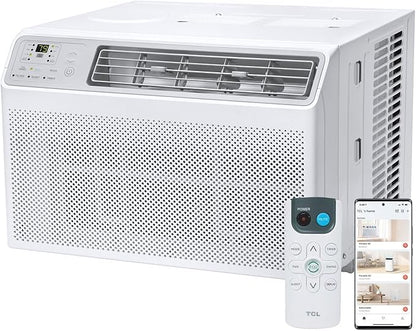 TCL 8000 BTU Smart Window Air Conditioner, Best Compact Quiet Energy Efficient AC Unit, Fan & Dehumidifier, Rooms Up To 350 Sq. Ft., Remote Control, Works with Alexa, Google Assistant & TCL Home App