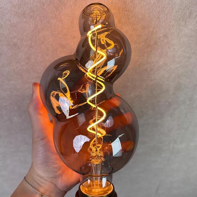 G40 LED Edison Bulb, Smoke Gray Hand-Blown Hard Glass, 4W (25W Incandescent Equivalent), 110-130V, E26, 2000K Warm Yellow Light, 200LM, Dimmable, Decorative Lighting (Small Bubble)