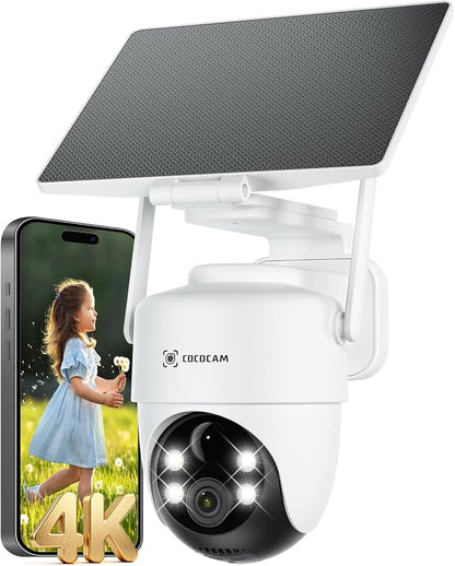COCOCAM 4K 8MP Security Camera Outdoor Wireless WiFi,10000mAh Battery