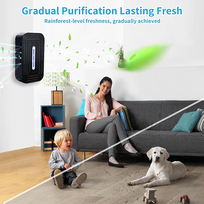 2 Pack 2026 Upgraded Plug in Air Ionizers for Home,Ionic Air Purifier for Home Office Bedroom Bathroom Living Room Quiet and Portable Air Freshener for Bedroom(2,Black)