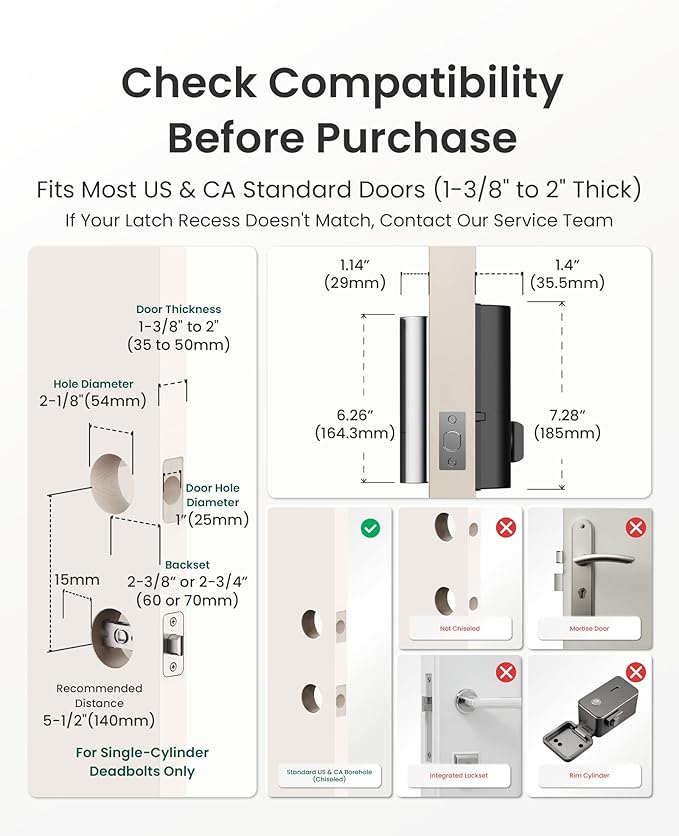 DESLOC Smart Lock K140 Plus with Palm Vein Recognition, Keyless Entry Door Lock with Keypad Deadbolt, App Control, Auto Lock Digital Door Lock for Front Door with Mechanical Key Backup, Black