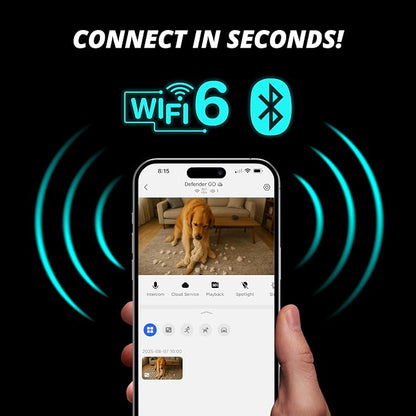 Defender GO 2K AI Powered WiFi Indoor/Outdoor Home, Business, Pet, Baby Security Camera, AI Detection, Dual Band, Spotlight/Siren, Color Night Vision, 2-Way Talk, Works with ClearVu App, 3 Pack