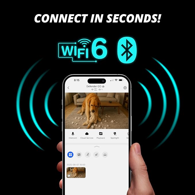 Defender GO 2K AI Powered WiFi Indoor/Outdoor Home, Business, Pet, Baby Security Camera, AI Detection, Dual Band, Spotlight/Siren, Color Night Vision, 2-Way Talk, Works with ClearVu App, 2 Pack