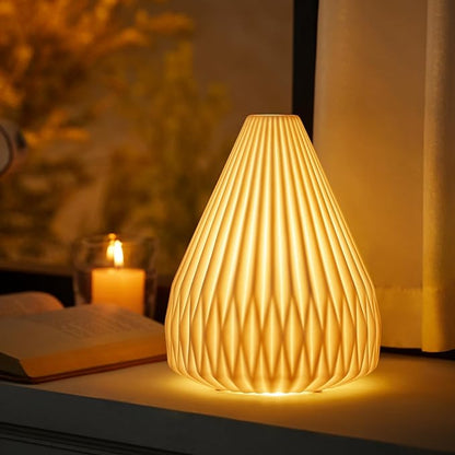 RONDURE Modern Ceramic Decorative Table Lamp Living Room Bedroom Bedside | Handcrafted Unique Warm Ambient Lighting Lamp, Accent White Translucent Ceramic shade, Fully Dimmable, Corded, Bulb Included
