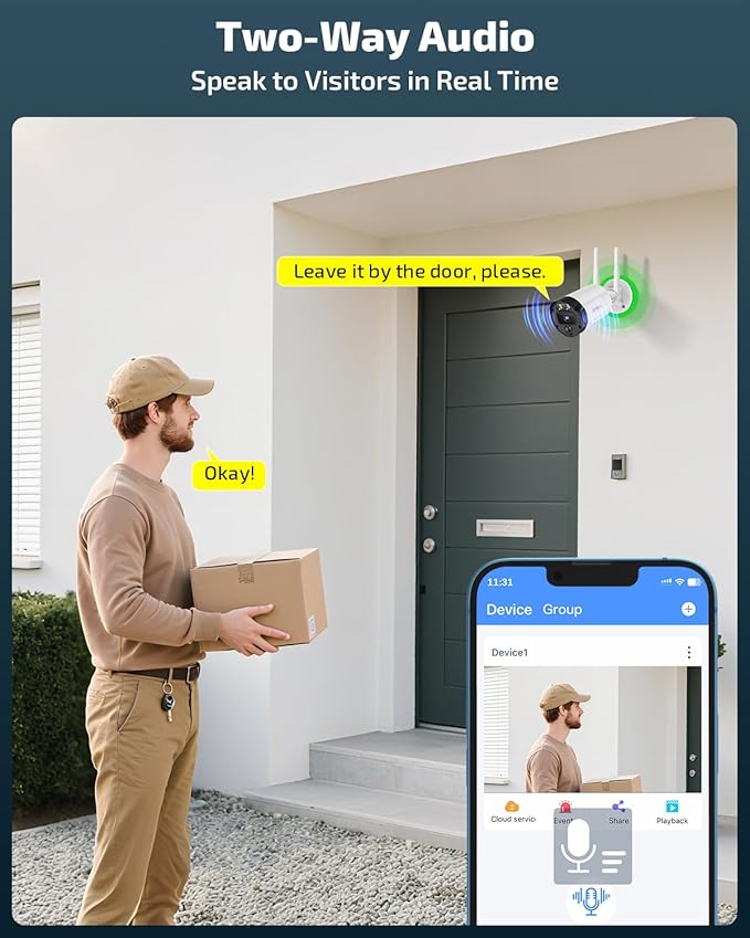 《130°Wide Angle》 4K Ultra HD Security Cameras Wireless Outdoor, Home WiFi Video Security System, Wireless IP Camera Surveillance DVR Kits