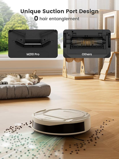 Lefant Robot Vacuum Cleaner M210 Pro,Slim,Quiet,2200Pa Suction,120 Min Self-Charging Robotic Vacuums, Freemove 3.0,WiFi/APP/Alexa,6 Cleaning Modes Ideal for Hard Floors Pet Hair Low Carpet,Champagne