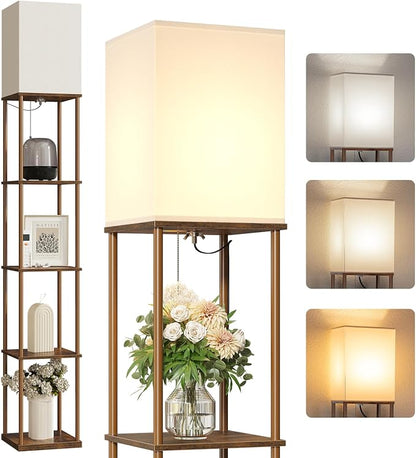 SUNMORY 5 Tier Floor Lamp with Shelves, Standing Lamps for Living Room