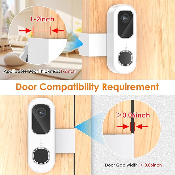 Anti-Theft Doorbell Mount for Arlo Video Doorbell 2K (2nd Gen), Arlo Camera Mount Easy No-Drill Mounting Bracket, Weatherproof Protection for Arlo Doorbell Camera, Ideal for Homes Apartments Rentals