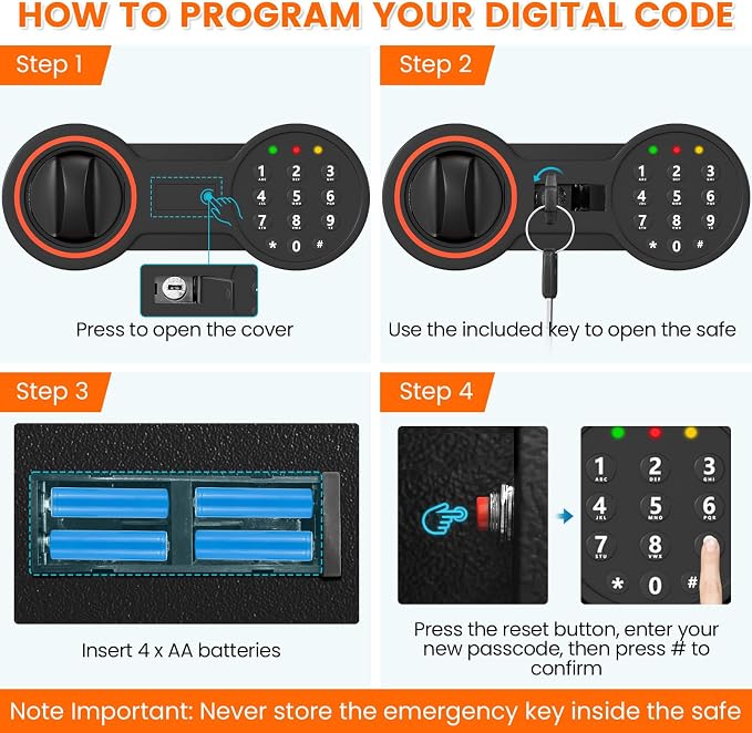 BUKUMO Small Safe for Home, Mini Safe Box for College Dorm Room