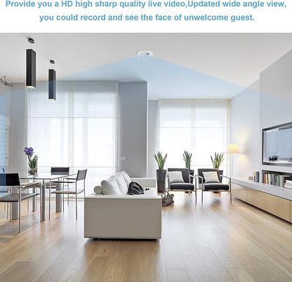 Hidden Camera Smoke Detector Wireless WiFi - Nanny Cams with Cell Phone App - 180 Days Battery Power, Night Vision, Motion Detection, Sideways Lens for Indoor Security, No Audio