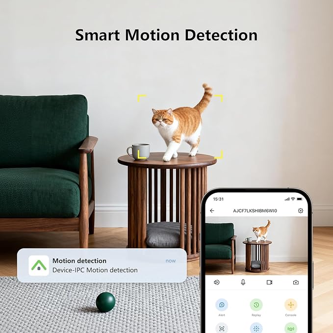 1080P Indoor Security Camera, 2.4GHz WiFi Home Camera for Baby, Pet & Elderly Monitoring, Night Vision, 2-Way Audio, Human Motion Detection, 24/7 Recording