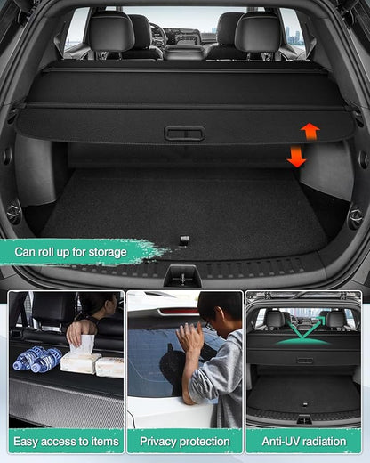 Powerty Cargo Cover for 2025 2026 Chevy Chevrolet Equinox & GMC Terrain Accessories Trunk Cover with Leather Pouch Retractable Trunk Shielding Shade Cargo Luggage Cover No Gap (Not for Equinox EV)